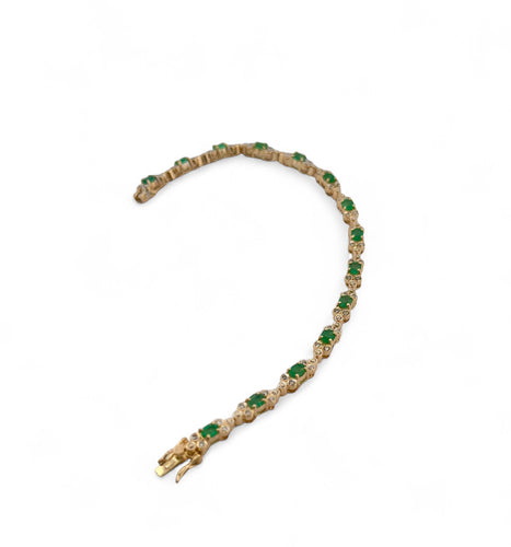 Bracelet Bracelet en or jaune émeraudes et diamants 58 Facettes