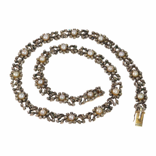 Collier Élégance victorienne : un tour de cou en diamants et perles d'une grâce intemporelle 58 Facettes 24086-0162
