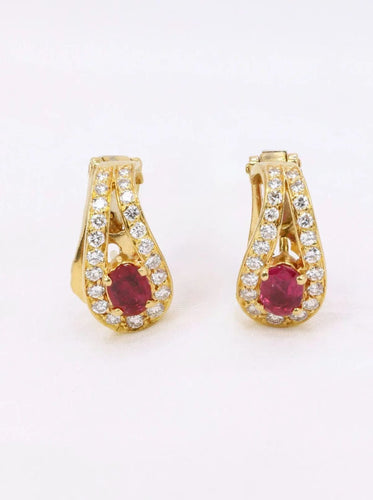 Boucles d'oreilles Boucles d'oreilles vintage diamants rubis 0,8 ct 58 Facettes J450