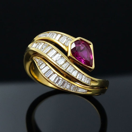 Bague Anello di Design Serpente, Rubino e Diamanti 58 Facettes