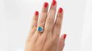 Bague 52 Bague en or jaune, Topaze bleue et diamants 58 Facettes 32748