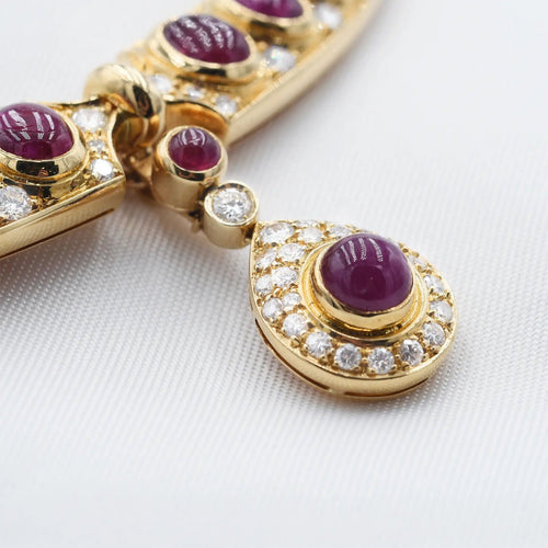 Collier Collier en or jaune avec diamants et rubis 58 Facettes