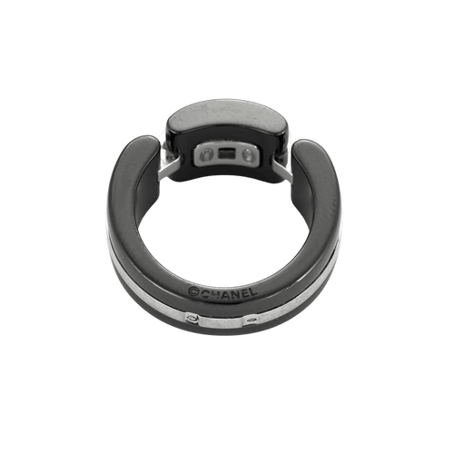 Bague 57 BAGUE CHANEL ULTRA, OR BLANC ET CERAMIQUE NOIRE. 58 Facettes BO/240007/