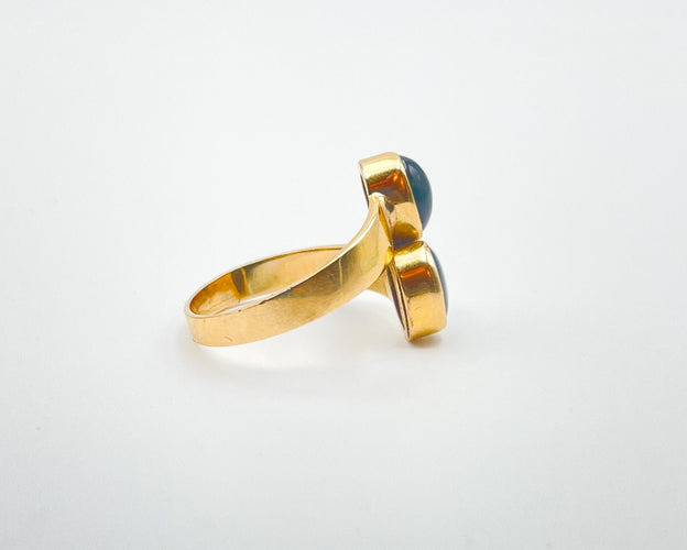 Bague 56 Bague Toi et Moi Or jaune Saphirs Etoilés 58 Facettes