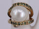 Bague Bague Saphirs verts & Perle en or jaune 58 Facettes BA-1335