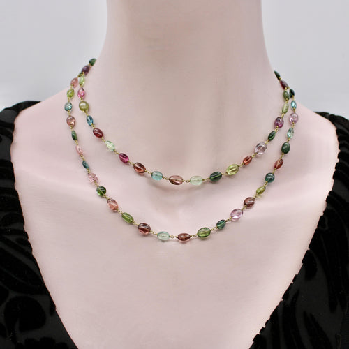 Collier Collier Syna en or 18 carats avec perles de tourmaline multicolores 58 Facettes A20070
