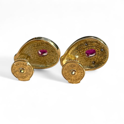 Boucles d'oreilles Boucles d’oreilles or jaune 18K, rubis, diamants 58 Facettes 120