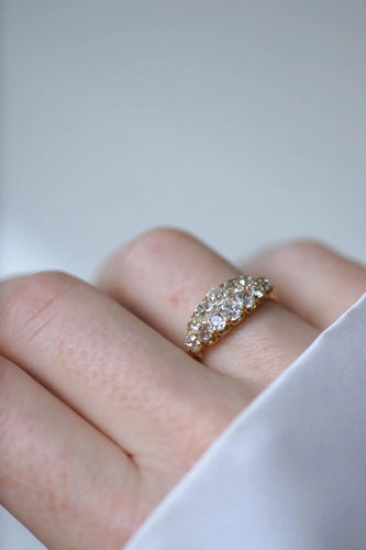 Bague 57 Bague Bandeau Double Ligne Diamants Taille Ancienne 58 Facettes