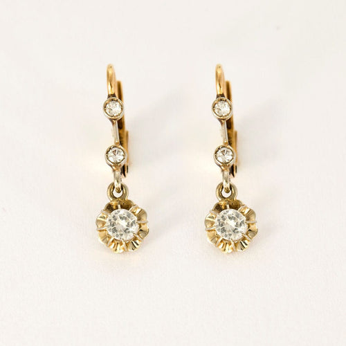 Boucles d'oreilles Dormeuses 2 ors saphir blanc 58 Facettes LP917