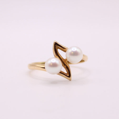 Bague Bague Toi et Moi or jaune 18k et perles de culture 58 Facettes