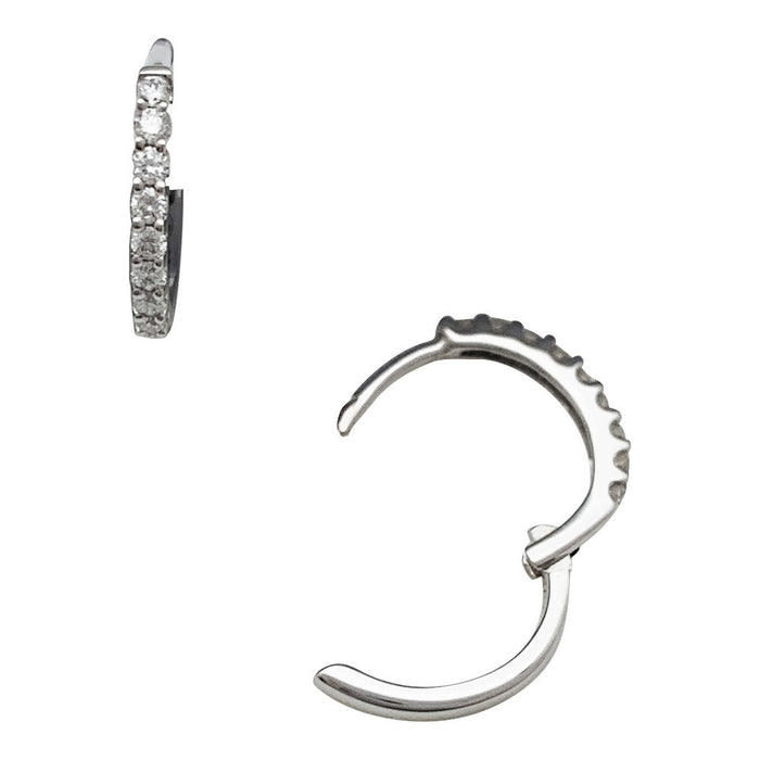Pair of small hoop earrings in white gold, diamonds.