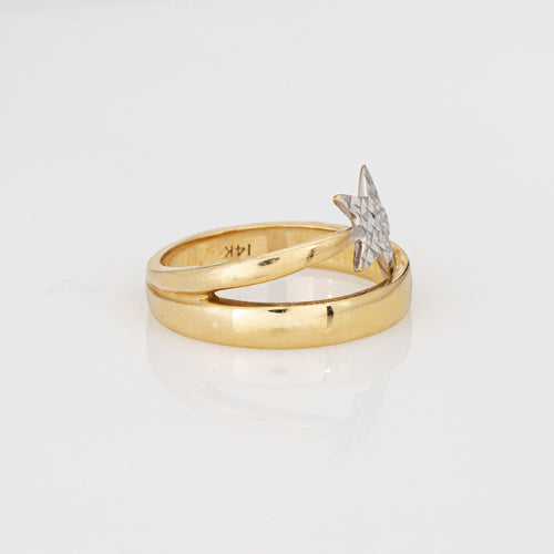 Bague Bague étoile filante vintage en or jaune 14 carats, taille 4, bijoux fins célestes 58 Facettes G14046
