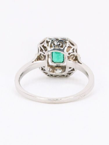 Bague 54 Bague Art Deco émeraude diamants taille ancienne 58 Facettes 1108.9