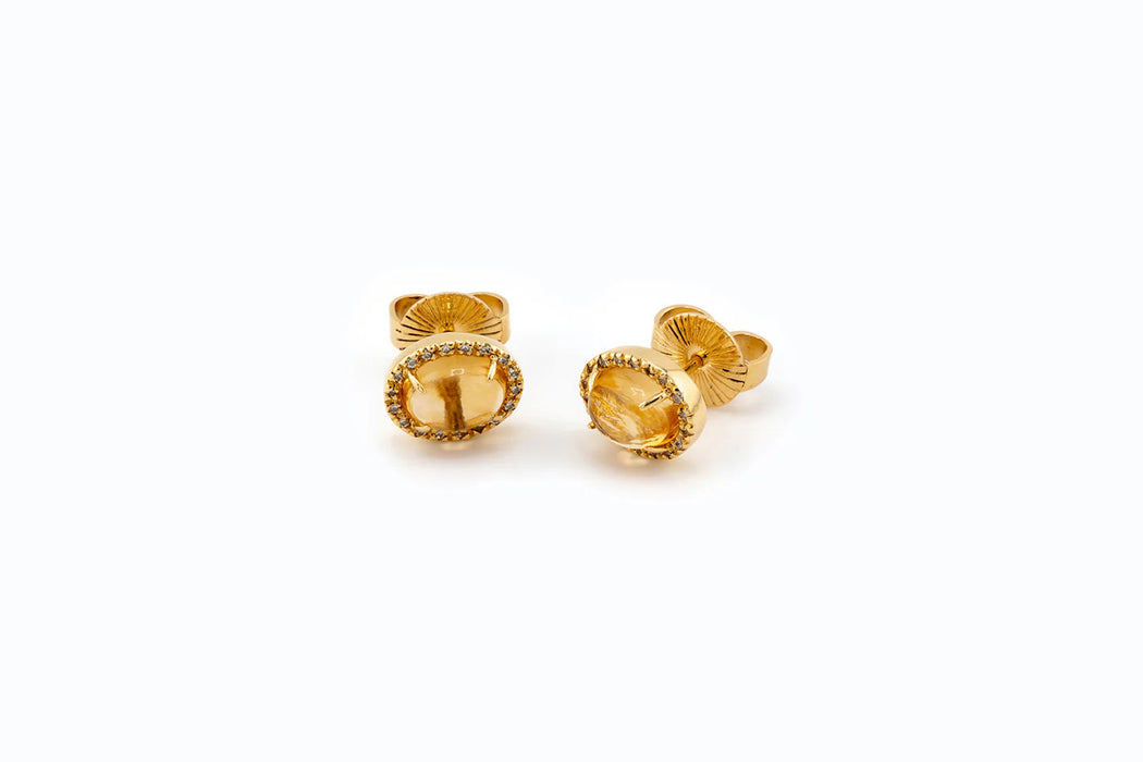 Yellow gold earrings with yellow stone