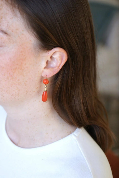 Antique yellow gold and coral earrings