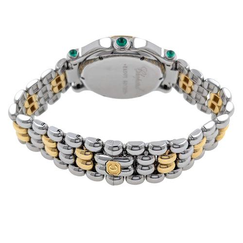 Montre Chopard Happy Sport Date Jewelry 7 Diamonds 5 Emeralds 18k Gold Steel 58 Facettes