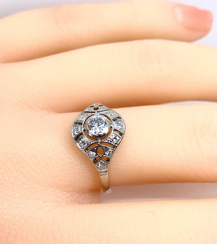 Bague 53 Bague or blanc diamants vers 1900 58 Facettes AB650