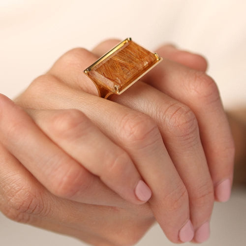 Bague 55 Bague en or et quartz 58 Facettes BOR9