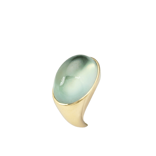 Bague 53 Bague en Or Jaune et Pierre Cabochon Vert d'Eau 58 Facettes 32231