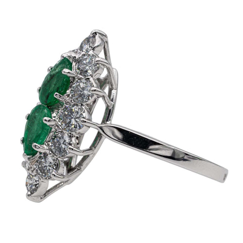 Bague 51 Bague Marquise Or blanc Emeraude, Diamant 58 Facettes 2677052CN