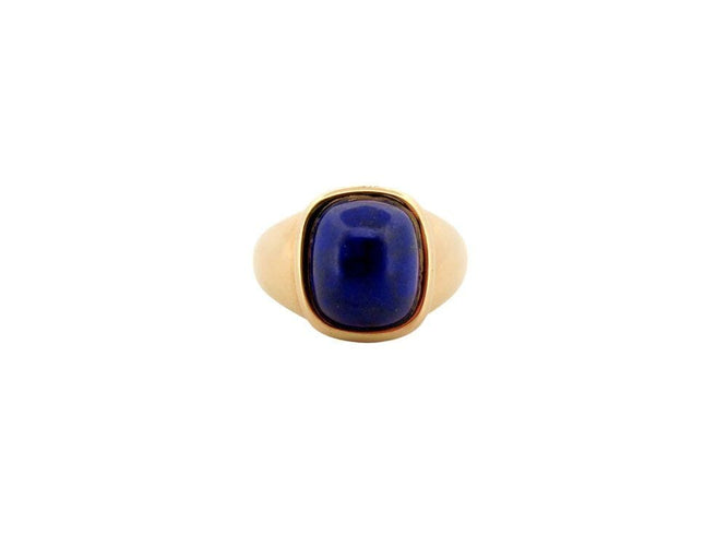 Bague 53 vintage bague HERMES cabochon lapis lazuli en or jaune 18k t 53 ecrin 58 Facettes 267840