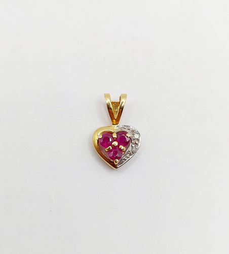 Pendentif Pendentif cœur vintage or 18k rubis et diamants 58 Facettes A05871