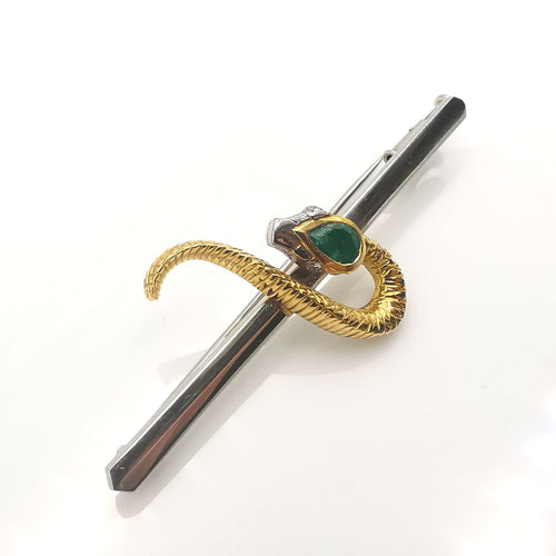 Broche Broche Or jaune et blanc Emeraude et Diamants 58 Facettes