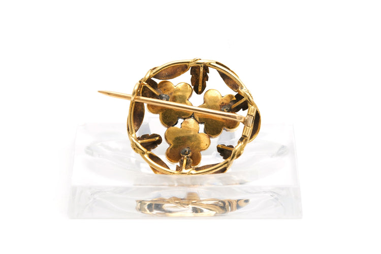 Broche Broche Napoléon III en or jaune, turquoises, perles et émail 58 Facettes 22207