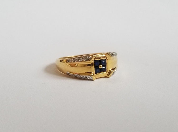 Bague 53 Bague or jaune saphirs et diamants 58 Facettes