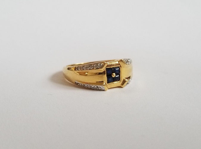 Bague 53 Bague or jaune saphirs et diamants 58 Facettes