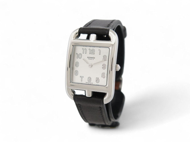 Montre montre HERMES cape cod pm cc1.210a quartz 33 mm en acier et cuir noir 58 Facettes 270891