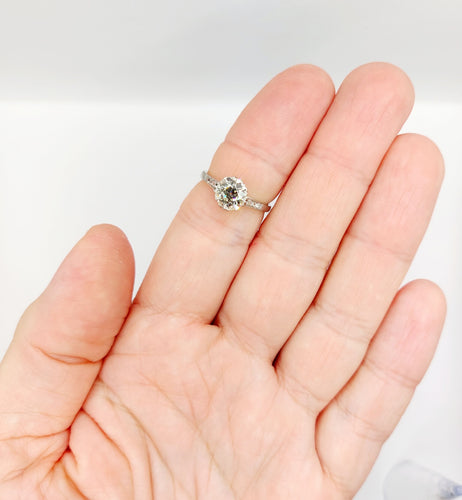 Ring 52.5 Ring Solitaire Art Deco in platinum and old-cut diamond 1.40 carat 58 Facettes A06491