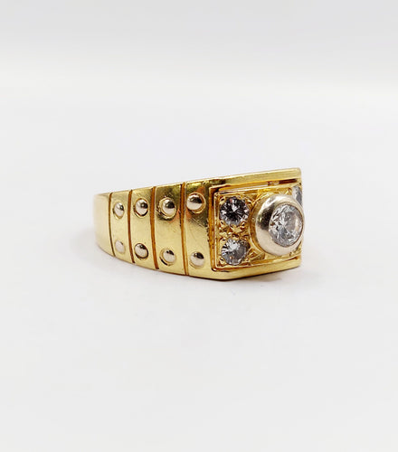 Bague 60 Bague chevalière Art Déco or jaune et diamants 58 Facettes A06309