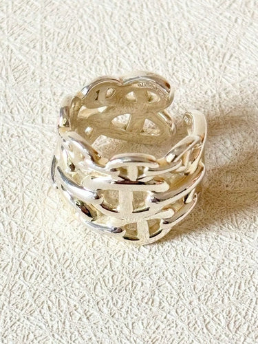 Bague 55 Bague HERMÈS modèle Chaîne d'ancre enchaînée T.55 58 Facettes WC-2025-1577