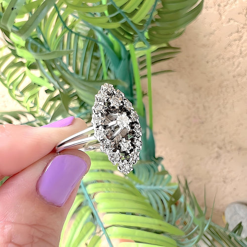 Bague 54.5 Bague Marquise Vintage Diamants Or gris 58 Facettes AA 1720