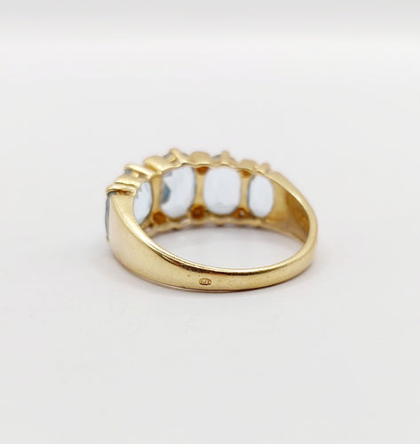 Bague 56 Bague jarretière vintage or jaune 18k topazes et diamants (circa 1980) 58 Facettes A05994