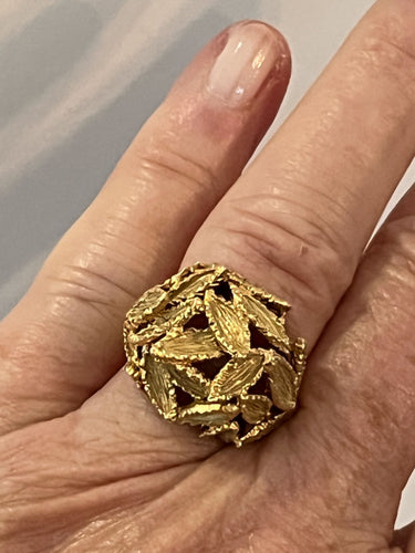 Bague 47 Bague Feuillage Michèle Morgan or jaune 58 Facettes LOT 6032