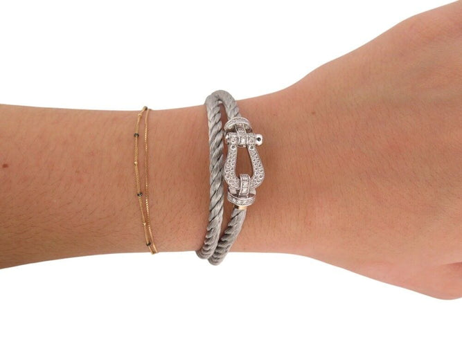 Bracelet bracelet FRED grand force 10 double tour 0b0050 t18 or 18k diamants 0.9ct 58 Facettes 271155