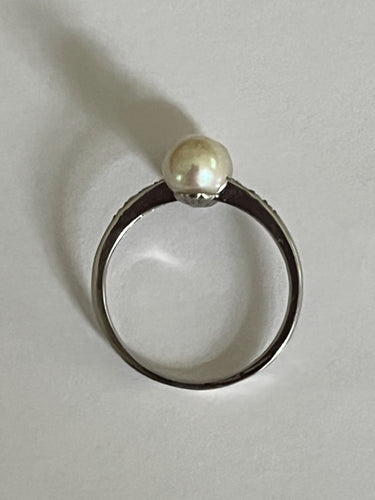 Bague 57 Bague Platine Perles Diamants 58 Facettes 5557