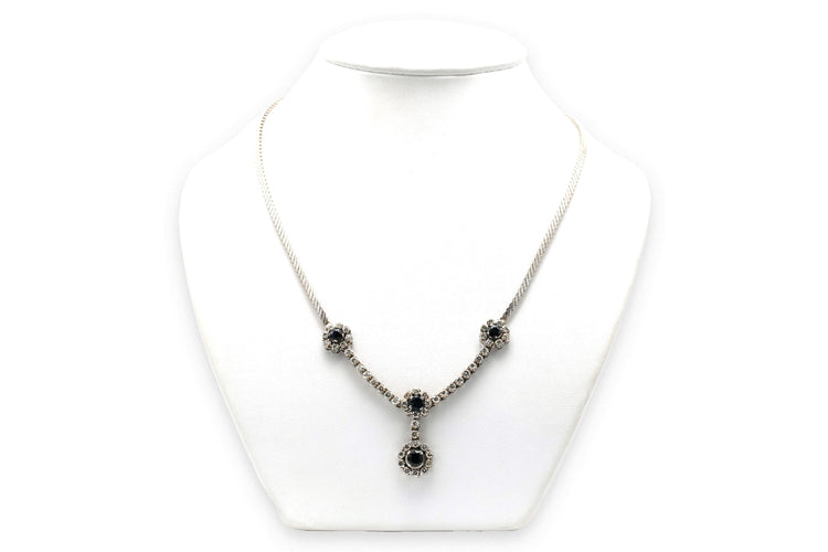 Collier Collier Années 70 en or blanc 18 carats et saphirs, diamants 58 Facettes 23301