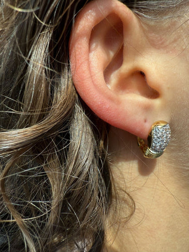 Conjunto de joias vintage francesa ouro amarelo, ouro branco, diamantes 