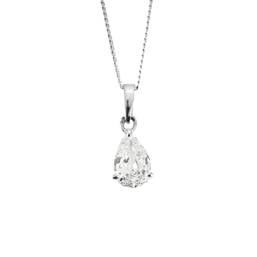 Collier Collier Solitaire Or Blanc et Diamant Poire 58 Facettes 240 748