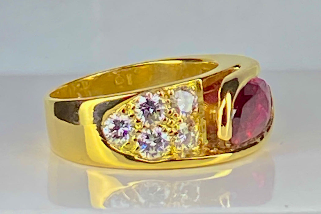 Bague 58 Bague or jaune rubis 2,25 carats et 10 diamants 58 Facettes AB412