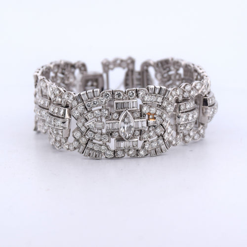 Pulseira estilo Art Deco em Platina e diamantes 