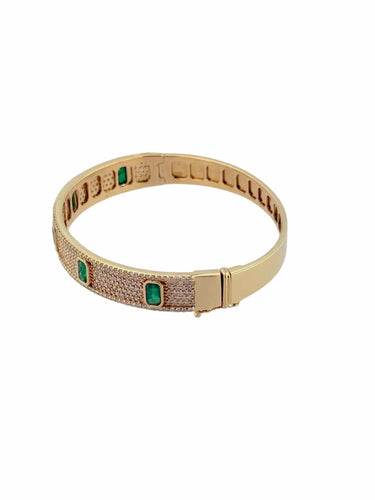 Geelgouden armband met diamanten en smaragden 