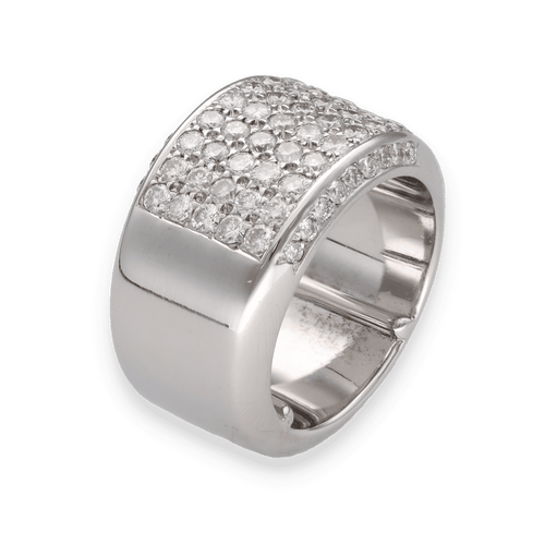 Bague 55 Bague en or gris massif avec diamants 2 Cts 58 Facettes