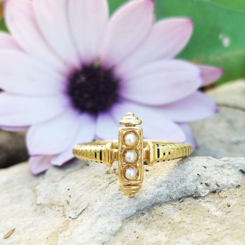 Napoleon III trilogi ring, gull og perler