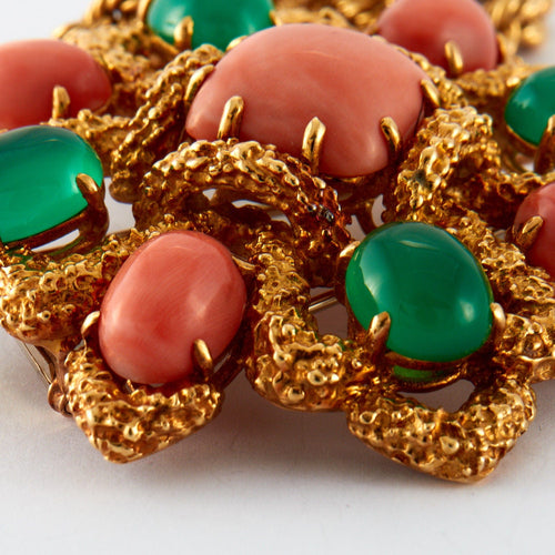 Boucles d'oreilles VAN CLEEF & ARPELS - Parure "Delphe Collection" Corail et chrysoprase 58 Facettes DV0332-5