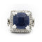 Bague Bague carrée en or 8 carats et argent avec lapis-lazuli et diamants en rosette de 0,80 carat 58 Facettes 22304