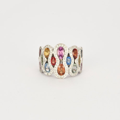 Bague 53.5 Bague or blanc TUTTI FRUTTI 58 Facettes LP1051/12